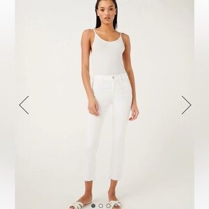 NEW 7 For All Mankind Roxanne Ankle Slim Cigarette White Jeans Raw Hem Sz 29 NWT